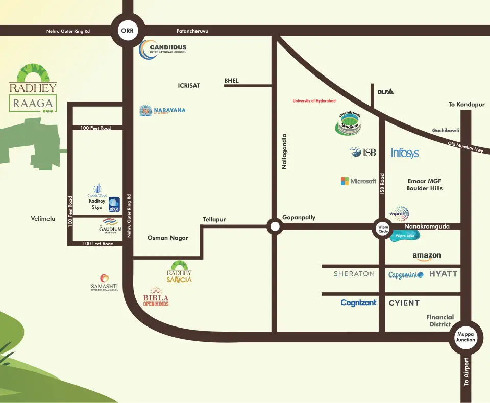 Bandlaguda Jagir Route Map